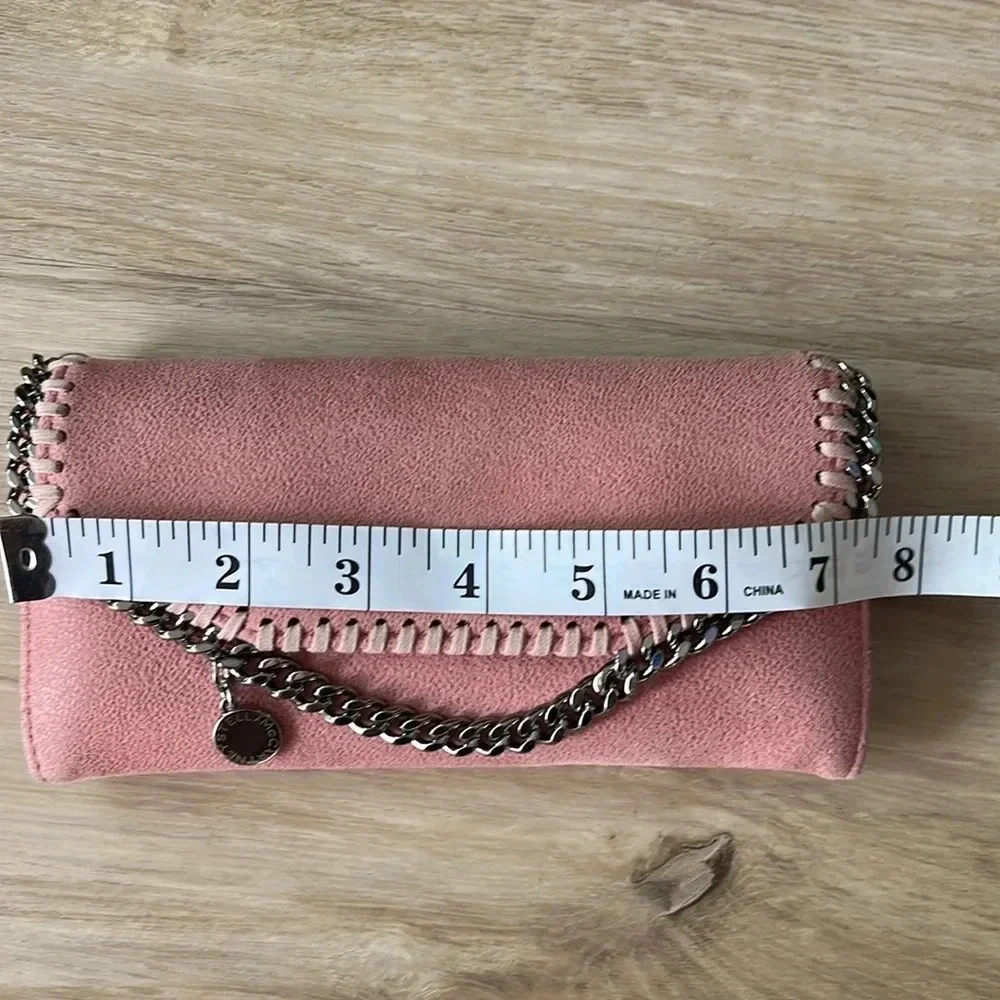 Stella McCartney Mini Falabella Metallic Wallet in Pink Suede - Picture 2 of 15